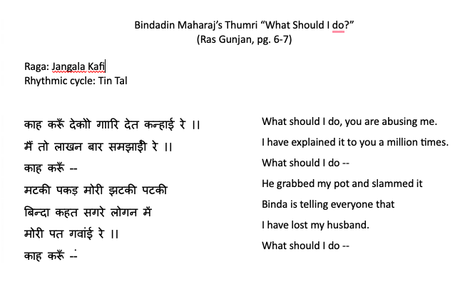 Bindadin Maharaj Ji's Thumri "What should I do?"